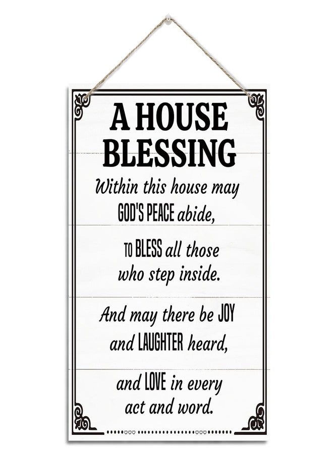 XQLSR Christian Decor, A House Blessing Sign, Rustic Hanging Wood Plaque Sign, Rustic Door Hanger, Farmhouse Home Wall Decoration, Living Room Decor, Religious Artwork, New Home Gift, Housewarming Gift - Image 1